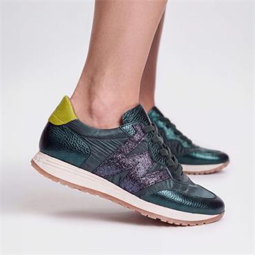 Wonders Towanda Nylon Laced Trainer - Green Combi